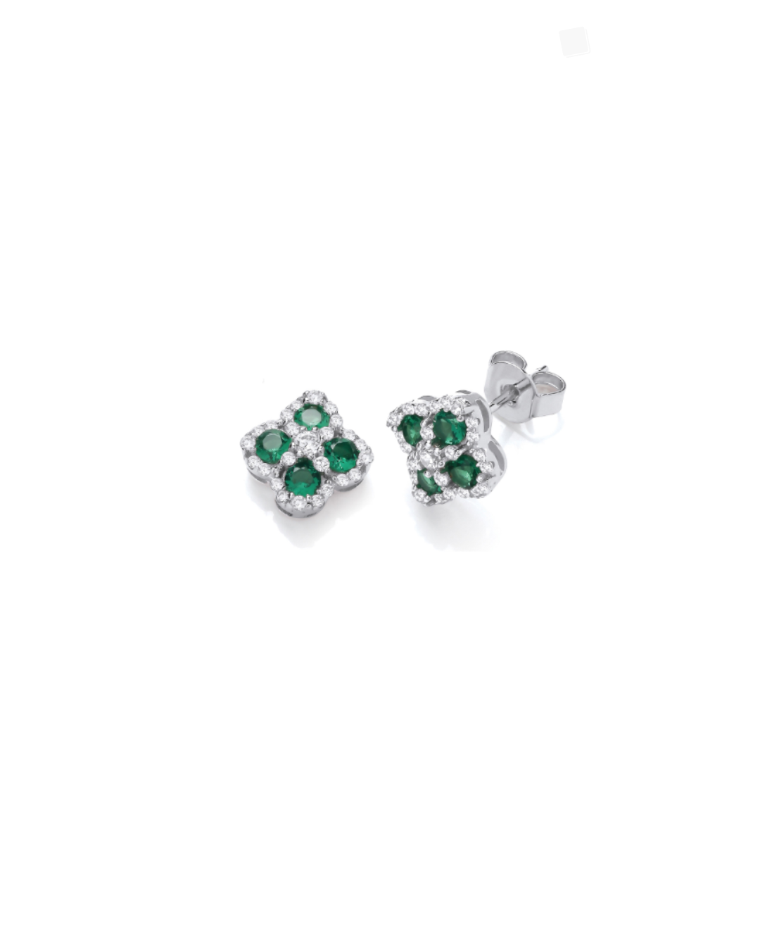 Modern Green Clover Stud Earrings