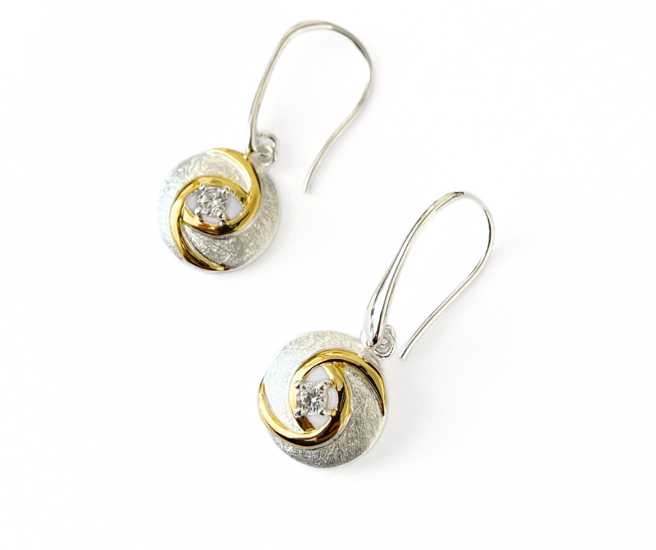 2-Toned Celtic Spiral Drop Earrings