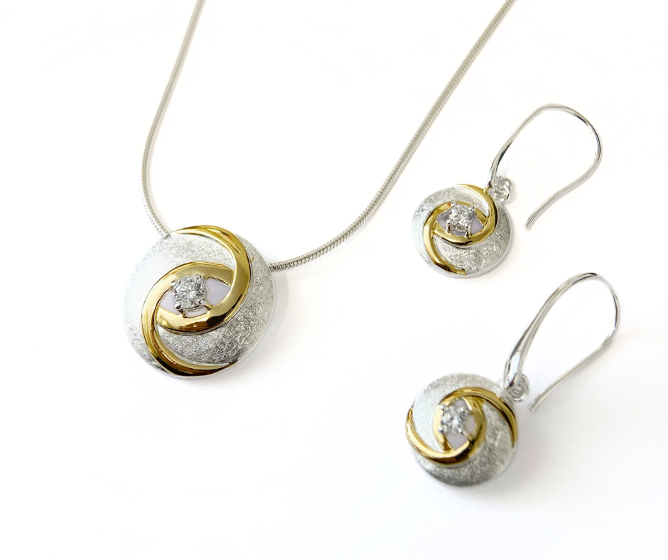 2-Toned Celtic Spiral Drop Earrings