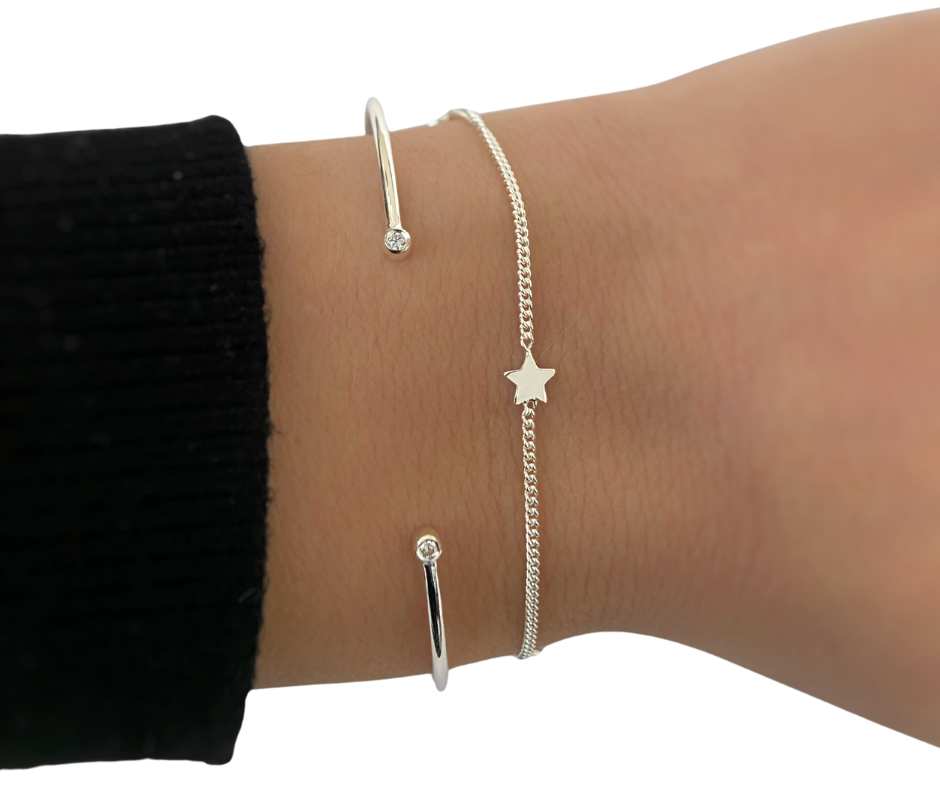 Slim Torc Bangle with Cubic Zirconia