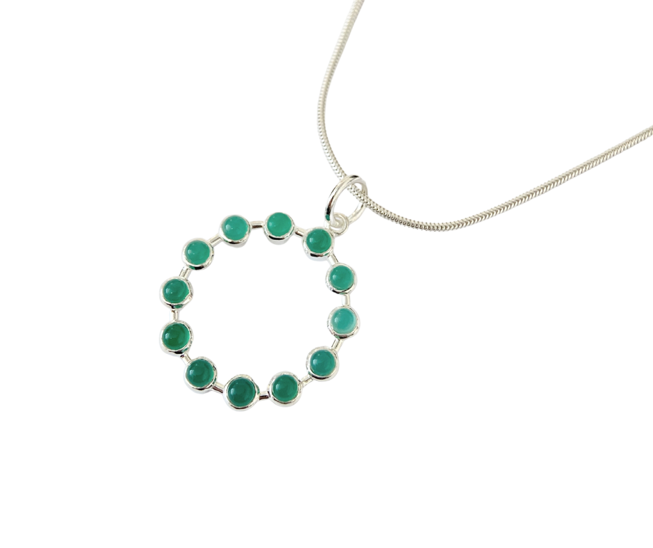 Green Onyx Circle Pendant