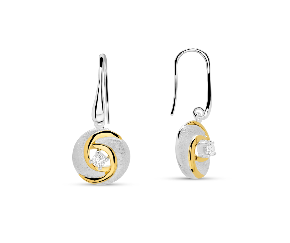 2-Toned Celtic Spiral Drop Earrings