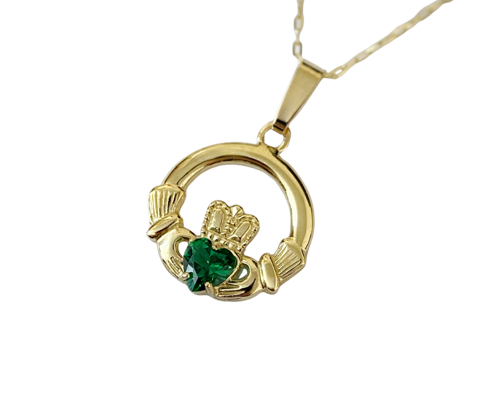 Claddagh with Green Heart Pendant