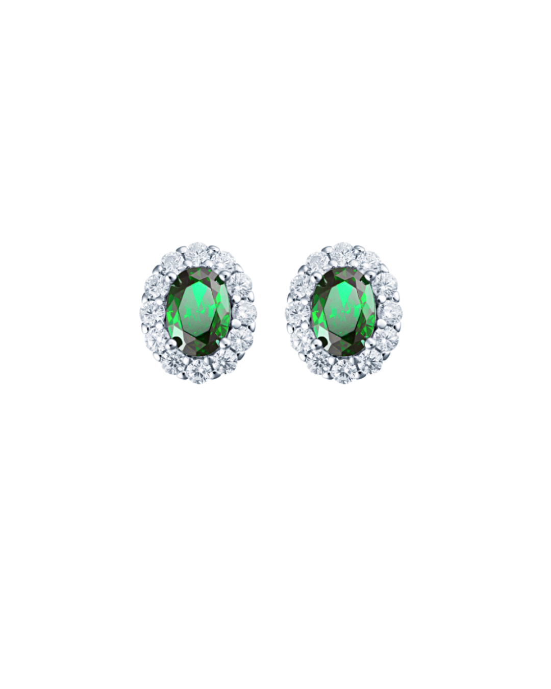 Emerald Cubic Zirconia Oval Earrings