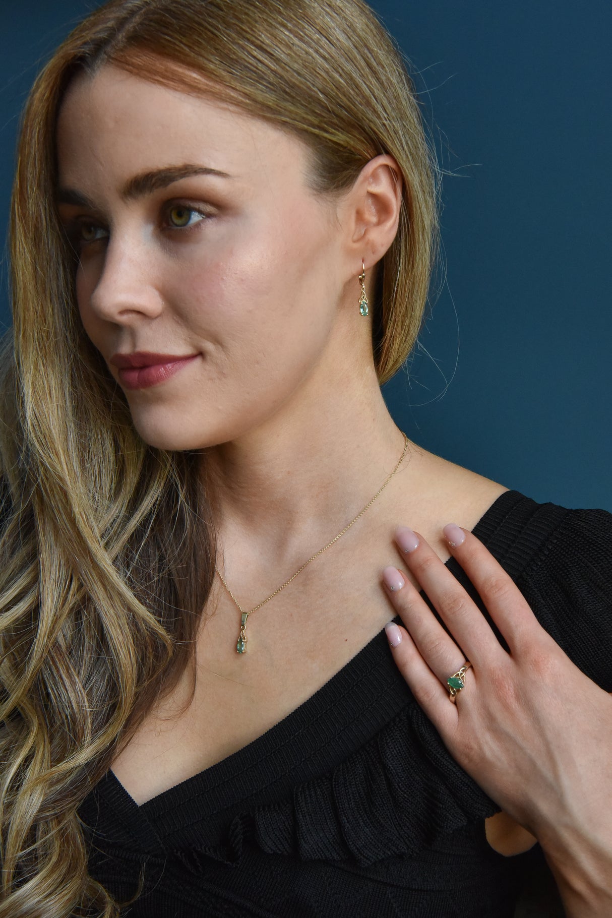 Marquise Emerald Trinity Ring