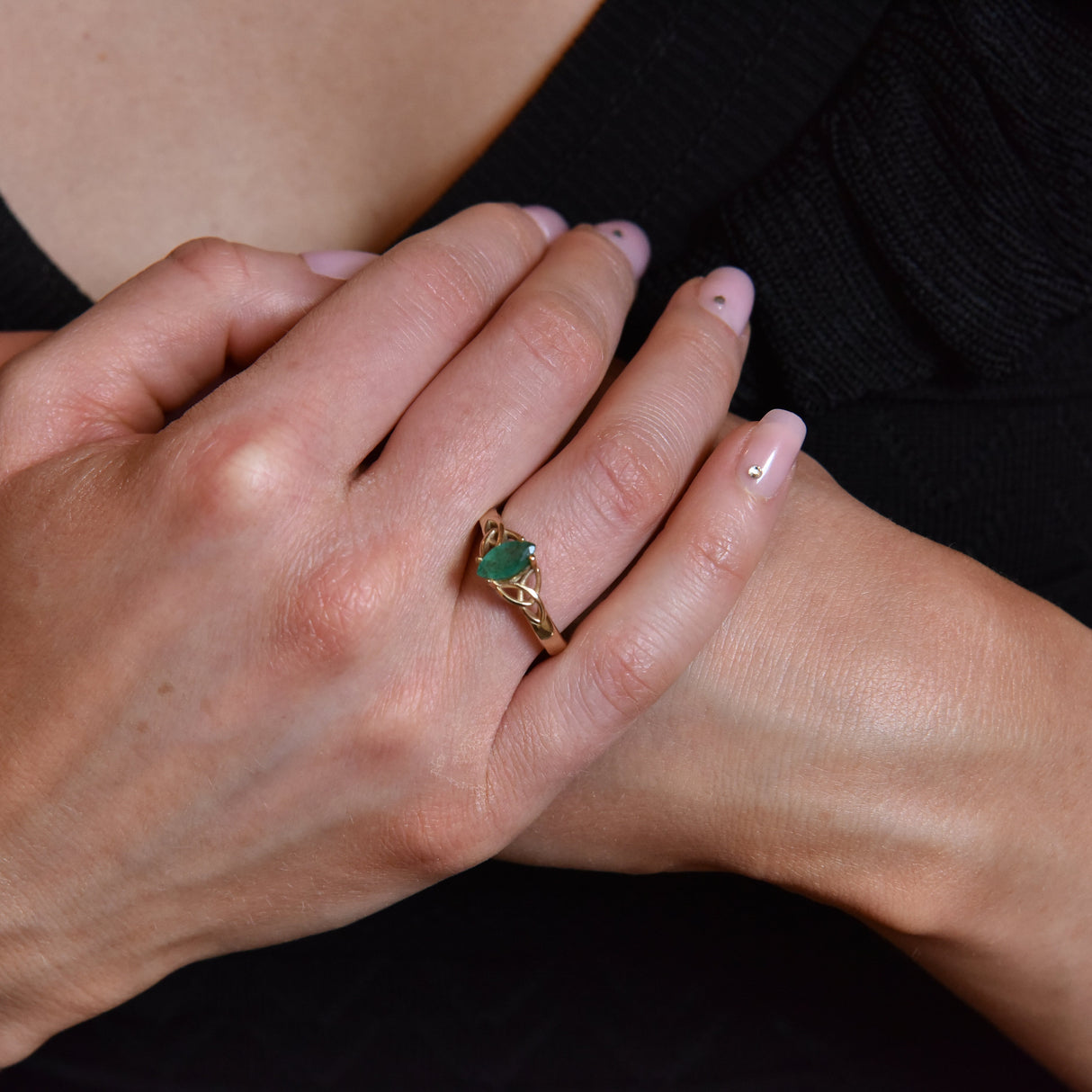 Marquise Emerald Trinity Ring