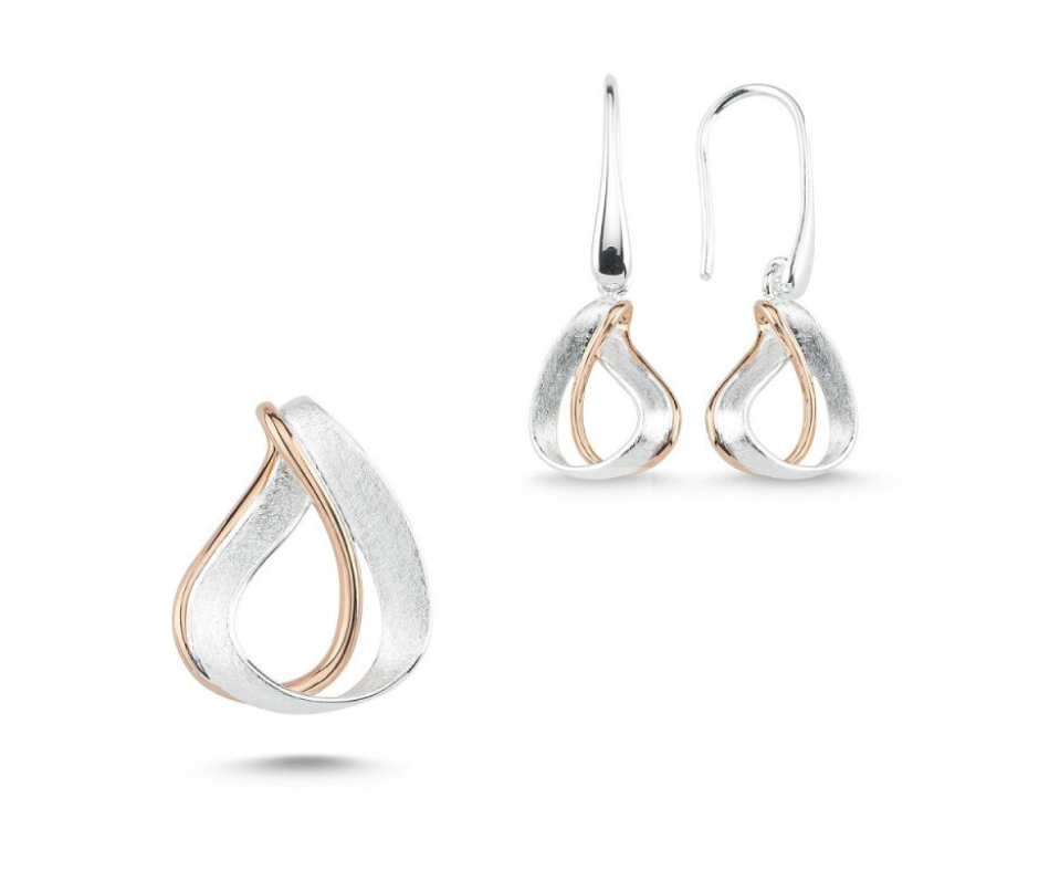 Brushed Rose Tear Drop Pendant