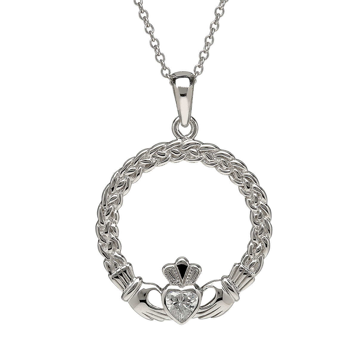 Claddagh with Cubic Zirconia Heart Pendant