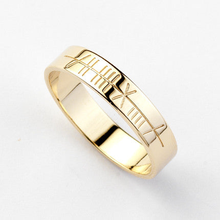 Ogham Gold Ring - Narrow - Brian de Staic Celtic/Irish Jewelry