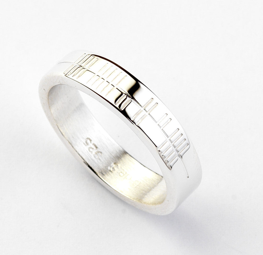 Ogham Silver Ring - Narrow - Brian de Staic Celtic/Irish Jewelry