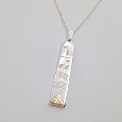 Silver Ogham Pendant with 14K Symbol - Skellig Michael