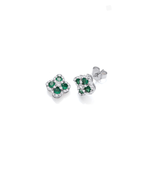 Modern Green Clover Stud Earrings