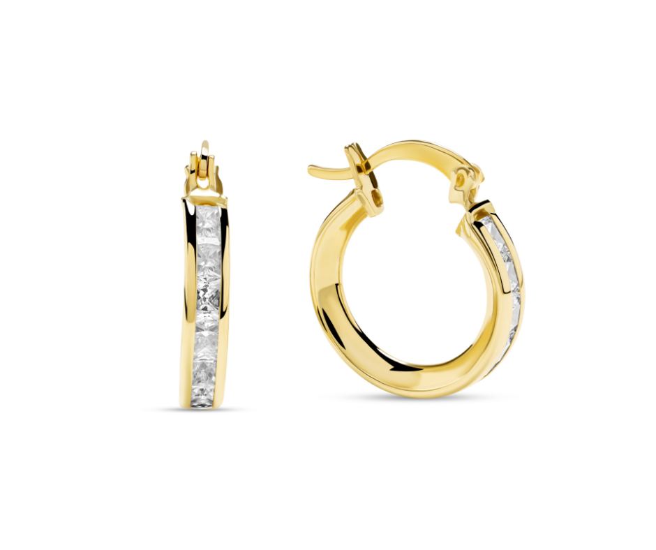 Gold Cubic Zirconia Hoops