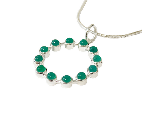 Green Onyx Circle Pendant