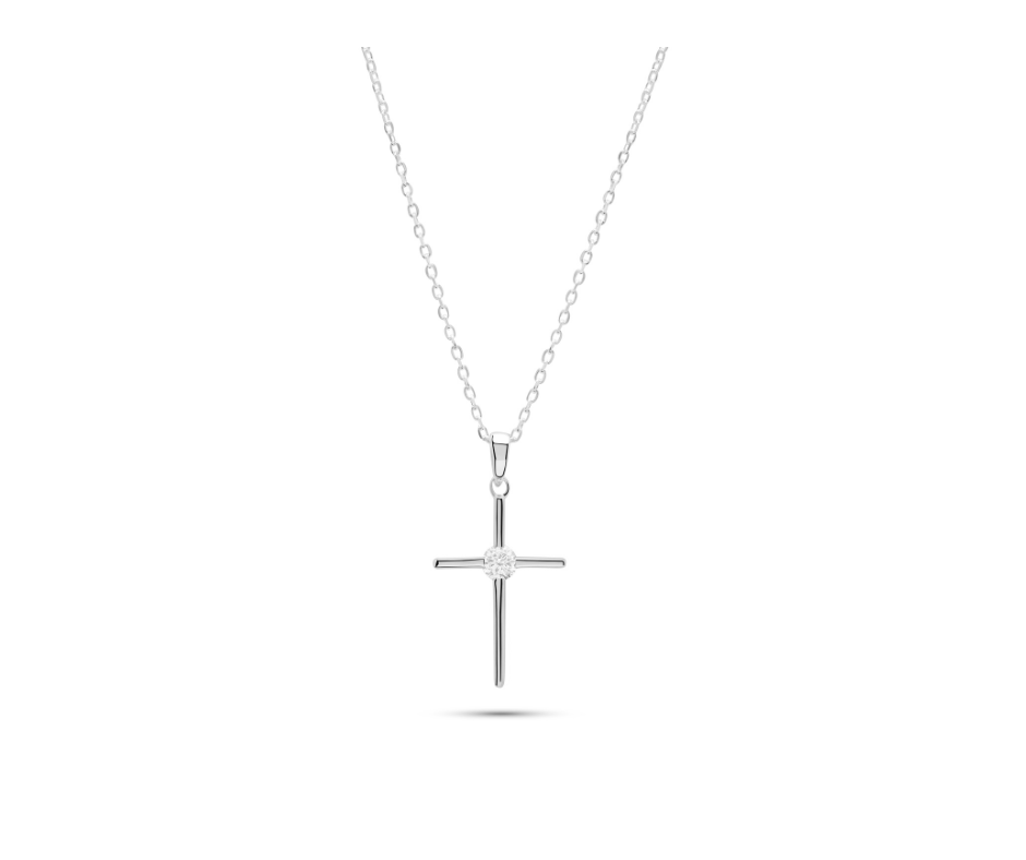 Stone-Set Silver Cross