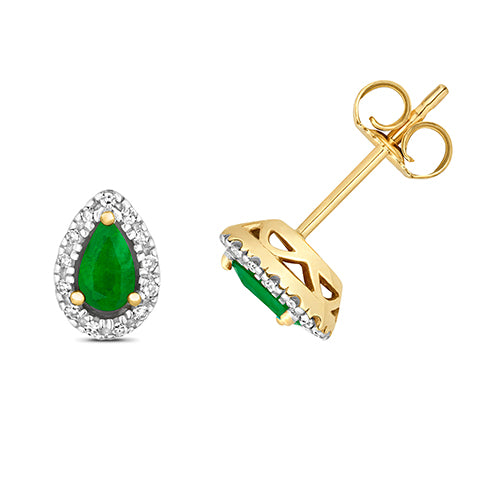 Emerald Pear Stud Earrings