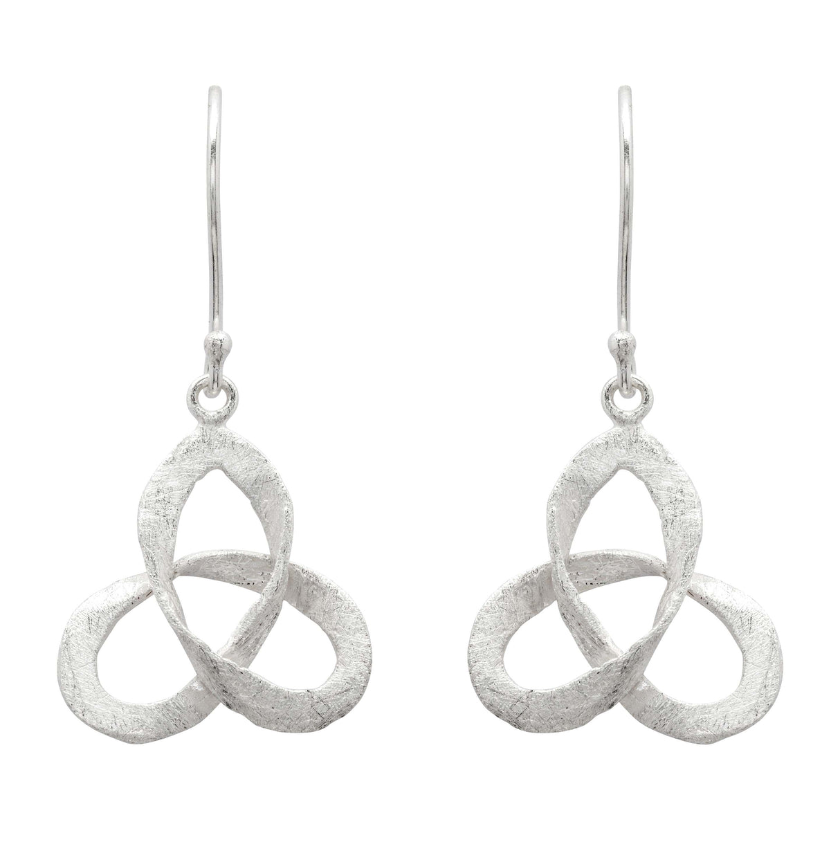 Trinity Knot Brushed Finish Earrings - Small