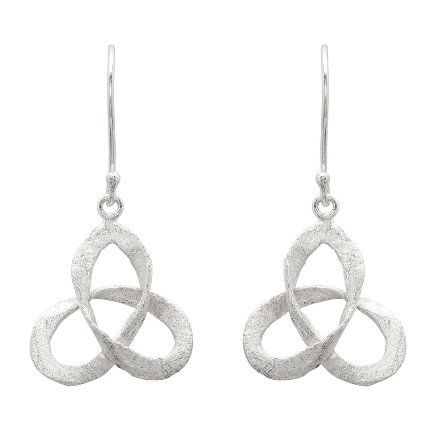 Trinity Knot Brushed Finish Earrings - Small