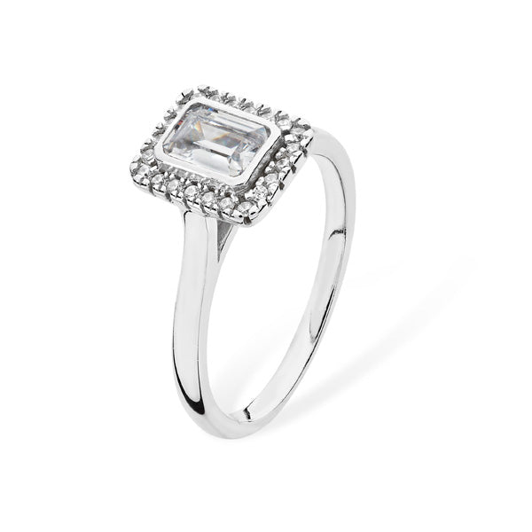 Cubic Zirconia Halo Promise Ring