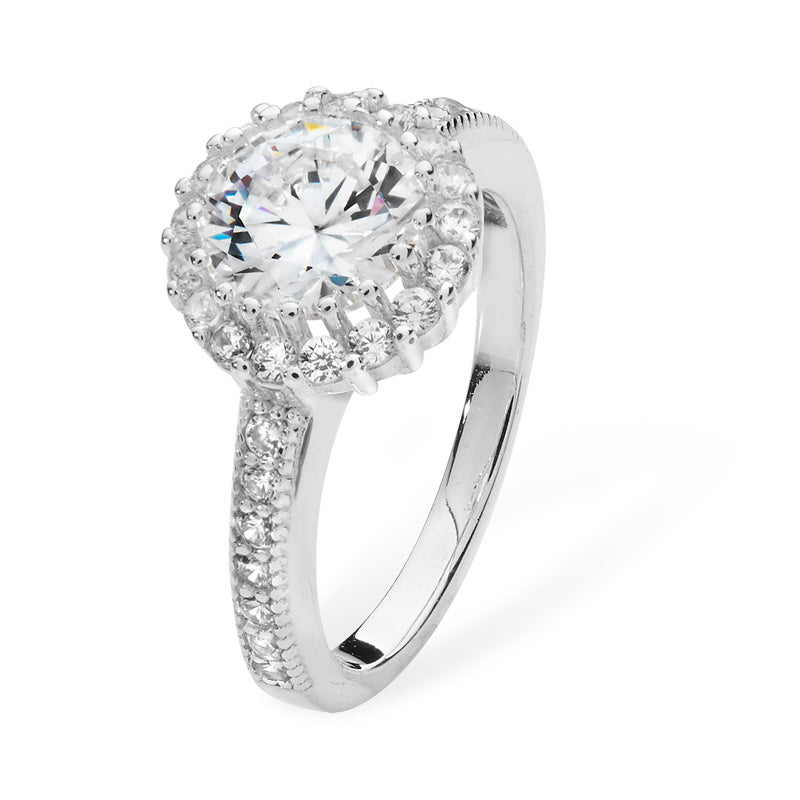 Round Cubic Zirconia Halo Ring