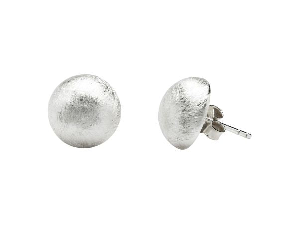 New! Round Brushed Stud Earrings