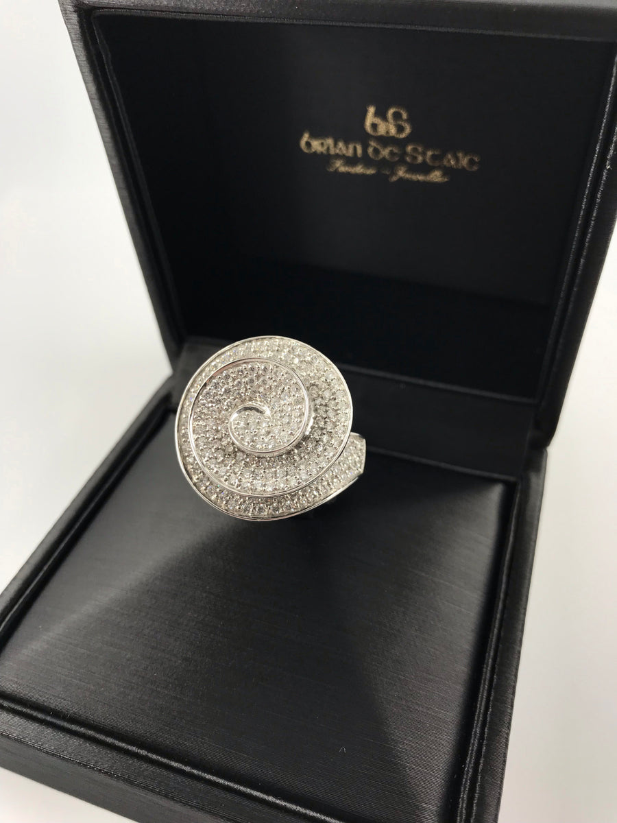 White Gold Diamond Spiral Ring