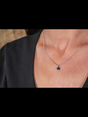 Lone Star Sterling Silver Pendant on a model’s neck