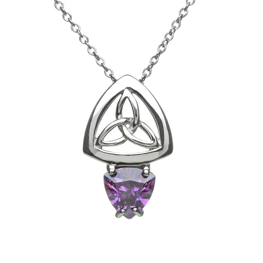 Silver Trinity with Purple Cubic Zirconia Pendant