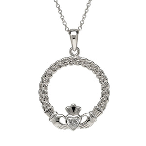 Claddagh with Cubic Zirconia Heart Pendant