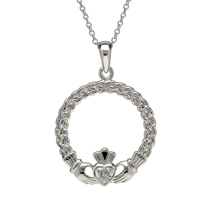 Claddagh with Cubic Zirconia Heart Pendant