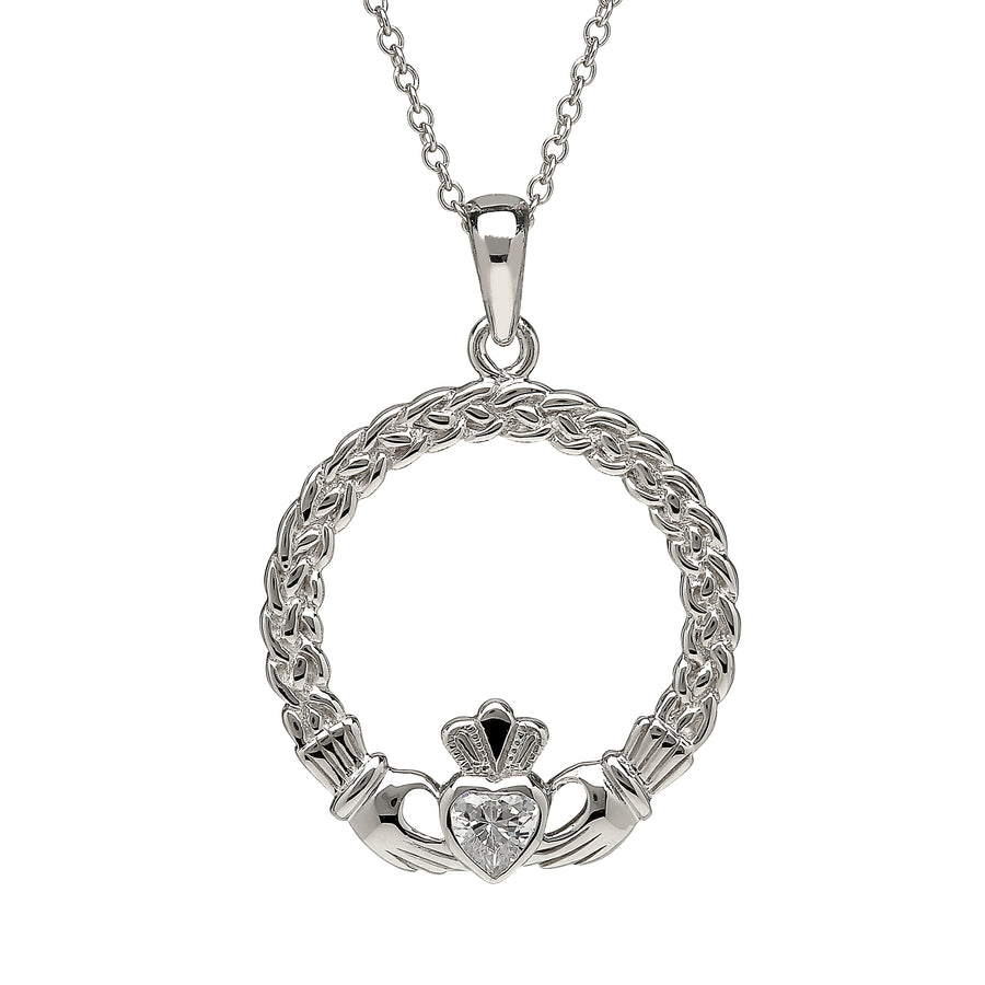 Claddagh with Cubic Zirconia Heart Pendant