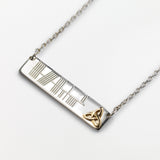 Silver Large Horizontal Ogham with 14k Celtic Symbol