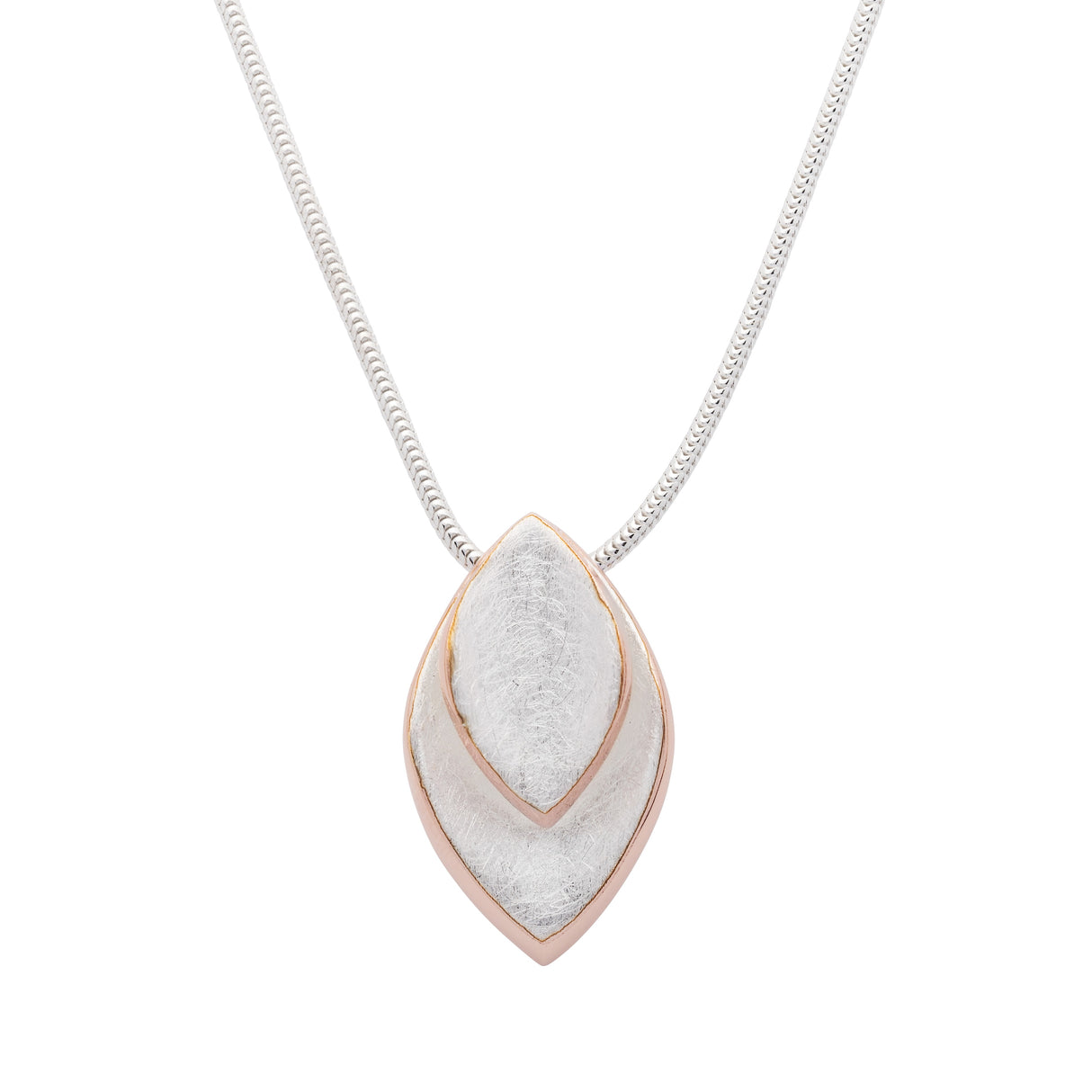 Silver & Rose Gold Leaf Pendant