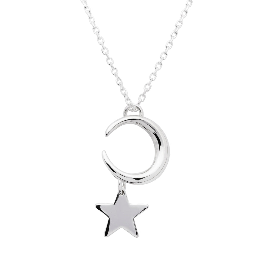 Moon and Star Sterling Silver Pendant - Stóirín
