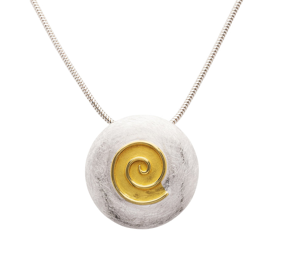 Round Sterling Silver Pendant with Spiral Detail