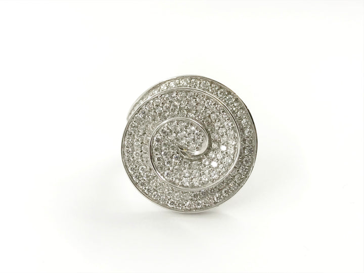 White Gold Diamond Spiral Ring