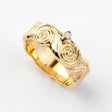 Dovinia Yellow Gold Ring with Diamond - Wide - Brian de Staic Celtic/Irish Jewelry