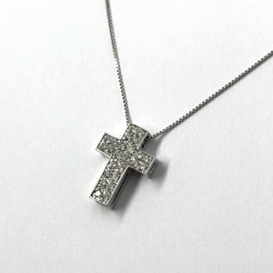 White and Black Diamond Cross Necklace
