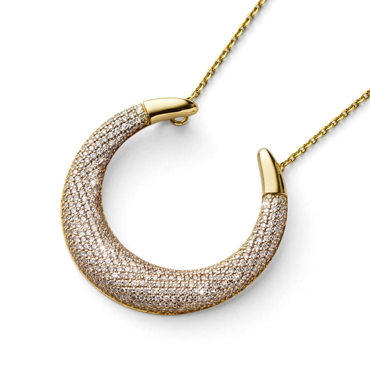 luna diamond gold crescent pendant