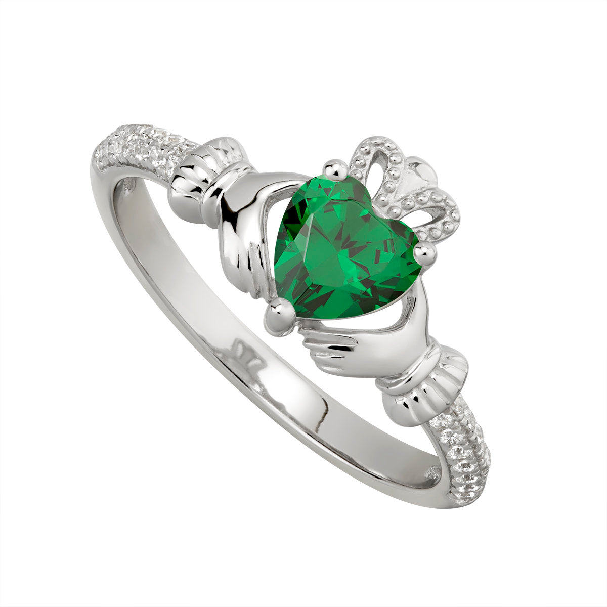 Claddagh Ring with Green Stone – Brian de Staic