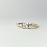 Princess Cut Diamond Ring with Baguette Shoulders